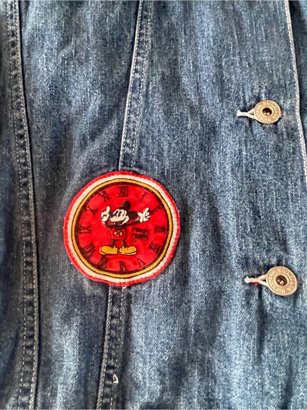 Vintage Mickey & Co Denim Jacket Disney Mickey Mouse Time Patch Retro 90s Sz Lg - Picture 6 of 8
